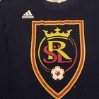 Adidas Real Salt Lake Soccer Waffle Knit Long Sleeve Blue Men   s L Shirt 3 Stripe