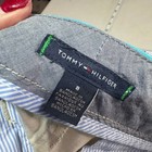 Tommy Hilfiger Womens Chino Shorts Size 8 Beige Turquoise Stripe Casual