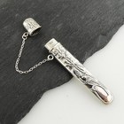 Needle Case W  Chain - 925 Sterling Silver - Floral Vine Sewing Toothpicks New