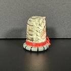 Vintage Hand Carved Painted Gray Tabby Cat Thimble Collectible Signed Eddie 98