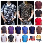 Mens T-shirt S-5xl Heavy Weight V-neck Camo Plain Solid Cotton Big Size Tees