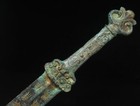 61cm Signed Old Chinese Bronze Statue Sword Knife W pattern