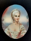 Antique French Or German Hand Painted  Signed Miniature - Lady - Frame 6x5 In