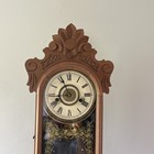 Antique E n  Welch  hatton  Floral Kitchen Mantel Clock 8-day  Time bell Strike