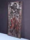 29  Antique French Solid Walnut Wood Panel Highly Carved W st John The Baptist