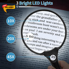 Large Magnifying Glass With Light 10x 20x 45x Illuminated Handheld Magnifier    
