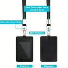 1pc Pu Leather Vertical Badge Holder With Lanyard Id Card Holder For Men Women