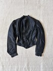 1870s 1880s Victorian Antique Black Silk Taffeta Jacket Women   s Xs