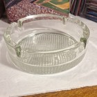 Vtg 50 s Blenko Heavy Clear Glass Ashtray  Bubble Pattern Bottom 6 Inch - 4 Post