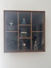 Vintage Mcm Wood Glass Curio Display Case Wall Mount Atomic Era Style