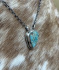 Native Navajo Handmade Sterling Silver Royston Turquoise Bar Necklace 18   