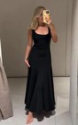 Zara Ss25 Zw Collection Long Square Neckline Dress Black 3292 198 Nwt_xs-xl