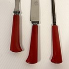 Mcm Bakelite   Catalin Royal Brand Cherry Red 3 Piece Carving Set F3-46