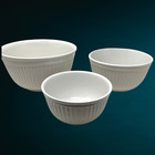 Williams Sonoma White Ribbed Mixing Nesting Bowl Set 3 Farmhouse Kitchen Ceramic