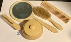 Bakelite Ivory Pyralin Imperial Vanity Set Mirror Powder Box Comb Brush Lint