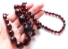 Vintage Dark Cherry Red Prystal Bakelite Beaded Necklace Faceted Graduated 43 2g