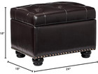 Deep Tufting Storage Ottoman In Stylish Espresso Faux Leather - 18  Seat Height