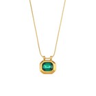 Simple Cubic Zirconia Pendant Necklace Gold Plated Stainless Steel Jewelry