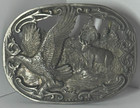 Vintage 1990 C j Inc Eagle   Bull Elk Pewter Belt Buckle Usa