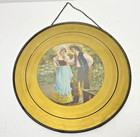 Antique 9 5  Flue Cover Tyrolean alpine Courting Couple Cottagecore Farmhouse