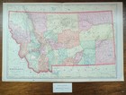 Vintage 1902  dated  Montana Map 22 x14  Old Antique Original Bozeman Helena Mt