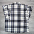 Vtg Powder River Outfitters Men Plaid Shirt Pearl Snap Up Flannel Gray Blue 2xl
