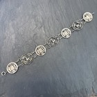 Antique Cut Coin 900 Silver Bracelet Filigree Llamas Peru 13g 7 5    Be