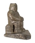 Inuit Seated Figure Igloo Signed Hand-carved Soapstone Sculpture Native Canadian