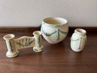 Lot Set Of 3 Vintage Antique Roseville La Rose Planter Vase Art Deco Art Pottery