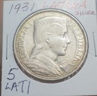1931 Latvia Silver 5 Lati