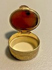 Small Vintage Pill  Snuff  Or Trinket Box Gold Toned With Green Stone