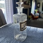 Antique Apothecary Jar Labeled Ol  Abiet can Glass Pharmacy Bottle With Stopper