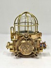 Authentic Kokosha Brass Flame Proof Salvaged Bulkhead Ceiling Nautical Ship Lamp