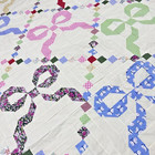Handmade True Lover s Knot Cotton Fabric Queen Size Patchwork Quilt Top topper