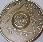 Alcoholics Anonymous 19 Year Aa Back Bronze Medallion Chip Coin Token Sobriety 