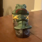 Vintage Cast Iron Toy Mechanical Bank  Mamma   Baby Frog 