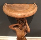 Antique Hand Carved Wood  Folk Art  Stand Pedestal Old Sculpture
