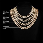 2pcs Men Cz Miami Cuban Link Ice Out Chain Necklace bracelet Hip Hop Jewelry Set