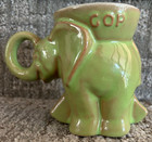 Frankoma Political Reagan Bush Mug Green Elephant 1981 Republican Gop Vintage