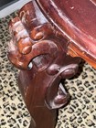 Victorian Antique Vanity Stool Wood Red Upholstered Seat Ornate Carved Legs