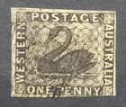 Western Austrlia 1854 1d Black  sg1  - Fine Used -   350