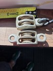 Lot Of 2 Small Cast Double Pulley Block And Tackle Boating Sailing Home Nos