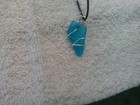 Blue Sea Beach Glass Genuine Surf Tumbled Silve Pendant