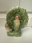 Antique Majolica Pottery Peacock Bird Match Holder Striker Spill Vase