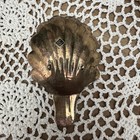 Vintage Solid Brass Scallop Shell Dish     Engraved  Ashtray Trinket Tray Decor