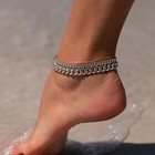 Sterling Silver Ankle Bracelet For Women Dainty Layered Waterproof Anklet