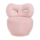 Kids Swivel Chair Pink Boucle Fabric Bow-shape Back 120 Lbs