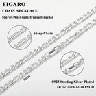 S925 Sterling Silver Plated Chains For Women Men Boys 3mm 5mm Figaro Curb Link N