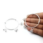 Real 925 Sterling Silver Kids Jingle Bells Bangles Bracelet Pair