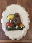 Vintage Ceramic Mushroom Wall Hanging 3d Plaque  1970s Kitch Retro Earthy